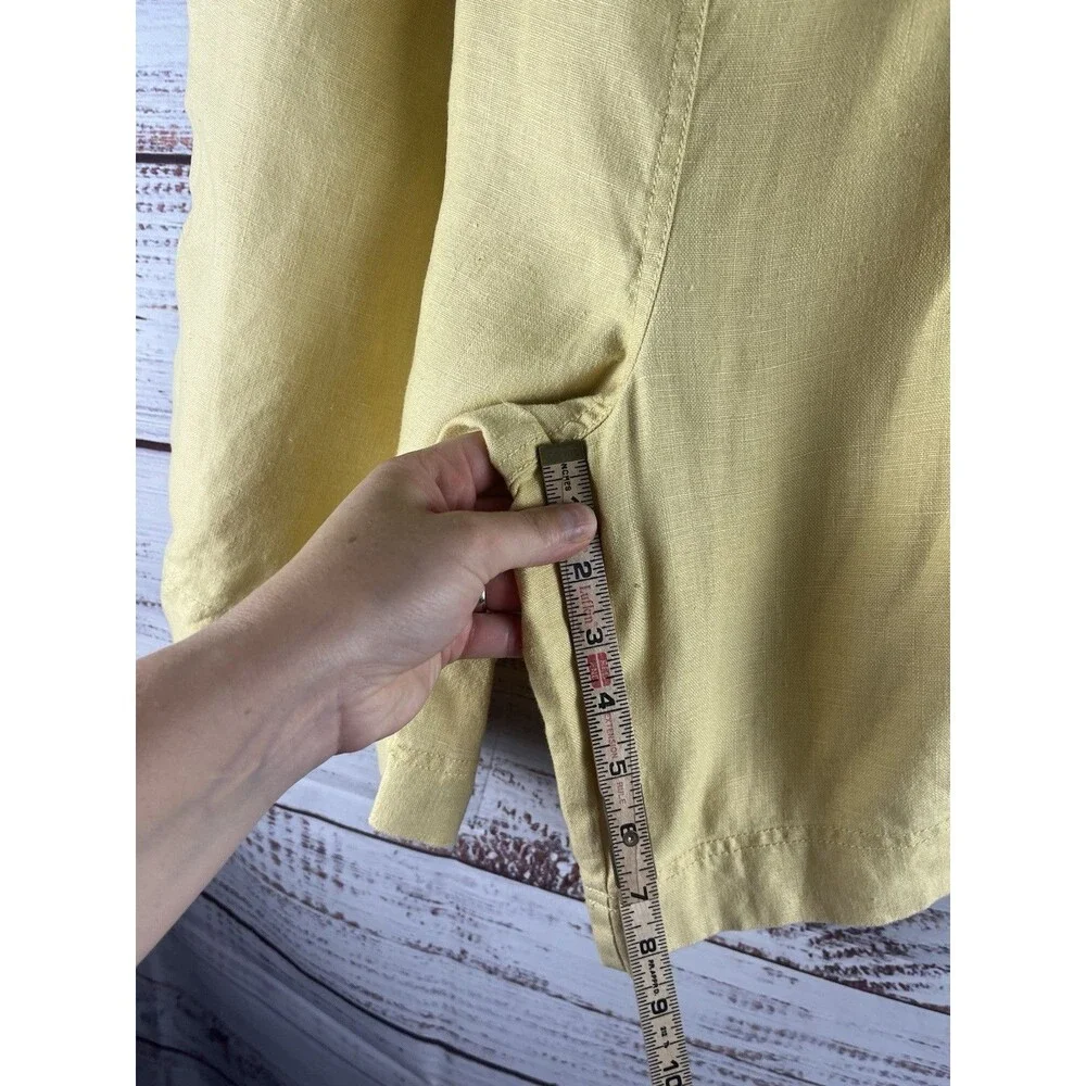 100% Linen Bermuda Women's Size L Yellow by debra Deroo